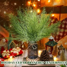 10pcs Artificial Pine Branches - Extra Long 13.5-Inch Fake Pine Tree Limbs with Lush Green Needles, Heavy-Duty Plastic Christmas