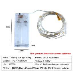 1M 2M 3M Led String Lights Waterproof Fairy Lights 3AA Battery Holiday lighting for Christmas Tree Wedding Party Decoration