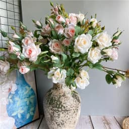 NEW Delicate Roses Branch 5 Heads Silk Artificial Flowers Home Wedding Decoration Flores Christmas Decor Room Table Arrangement
