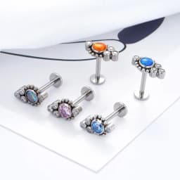 G23 Titanium ASTM F136 Cartilage Ear Studs Zircon Opal Agate Labret Lip Tragus Christmas Gift Piercing Jewelry For Women