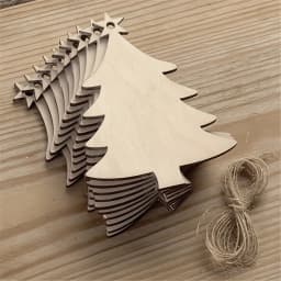 10Pcs Christmas Tree Shape Wooden Crafts Hanging Ornaments Unfinished Christmas Tree Pendant Decoration Wood Slices for Crafts