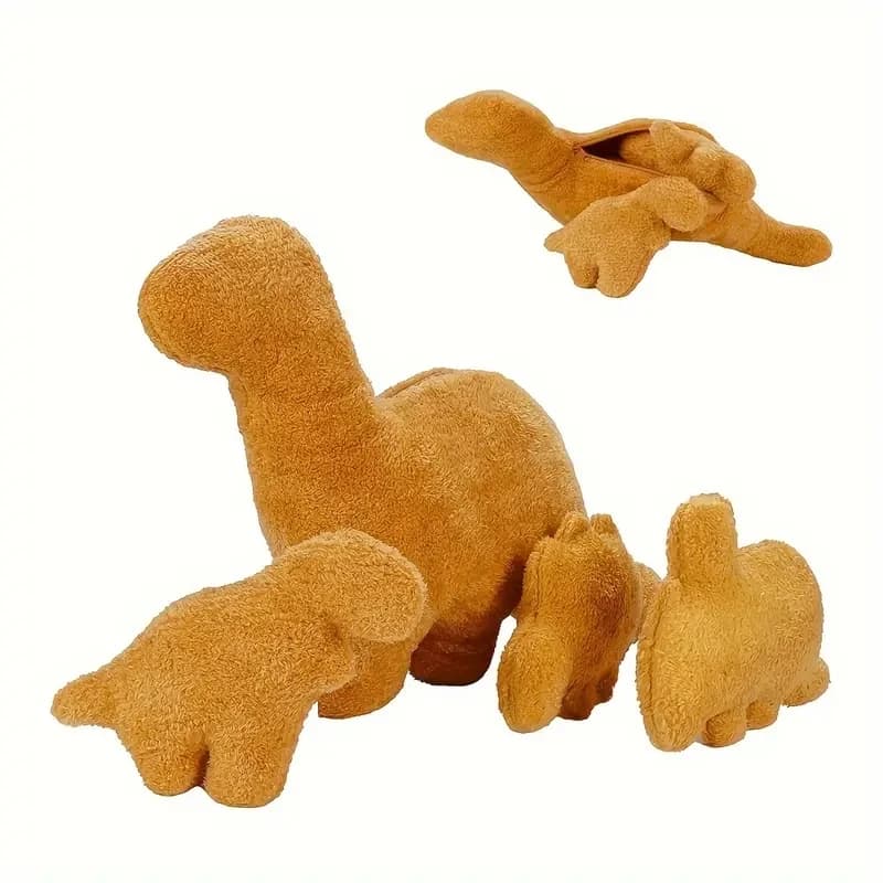 4pcs Large Dino Nugget Pillow Set Plush with Stuffed Animals Creative Dinosaur Theme Party Decoration Perfect for Christmas Gift