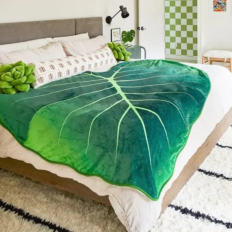 Super Soft Giant Leaf Blanket for Bed Sofa Gloriosum Plant Blanket Home Decor Throws Warm Sofa Towel Cobertor Christmas Gift 담