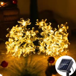 Solar Fairy String Light Sakura Garlands 5/7/12/22M Peach Flower CherryLED Lamp For Wedding Party Garden Christmas Outdoor Decor