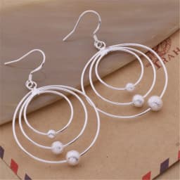 New pure 100% 925 Sterling Silver Earrings for Women Jewelry Three circle beads Christmas Gifts wedding party