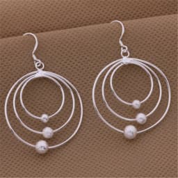 New pure 100% 925 Sterling Silver Earrings for Women Jewelry Three circle beads Christmas Gifts wedding party