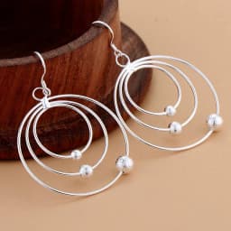 New pure 100% 925 Sterling Silver Earrings for Women Jewelry Three circle beads Christmas Gifts wedding party