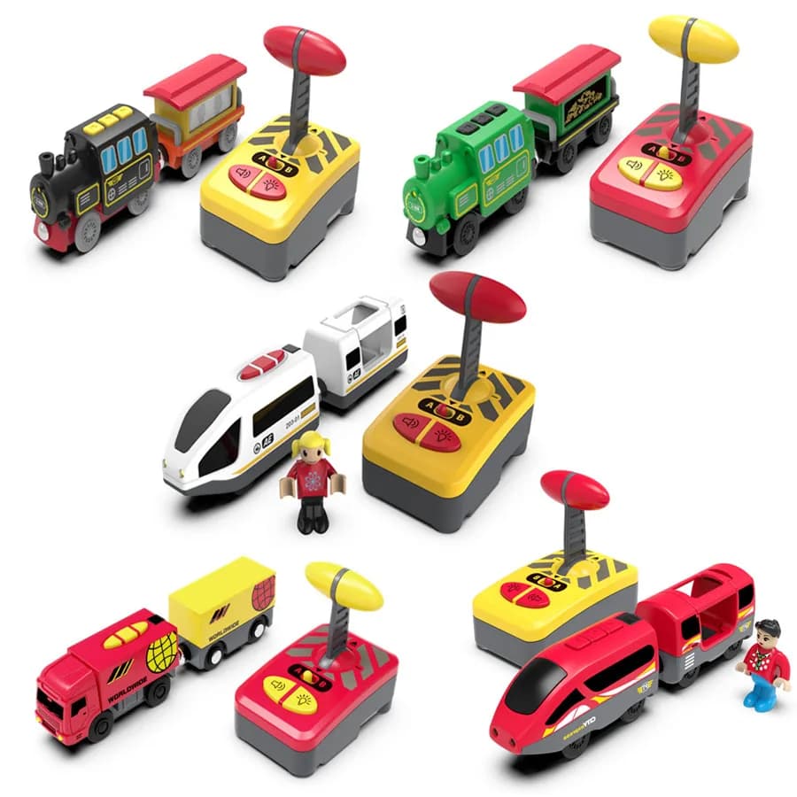 Magnetic Slot Diecast Car RC Electric Train Track Sets Fit for All Wood Railway Track Accessories Christmas Gift for Children