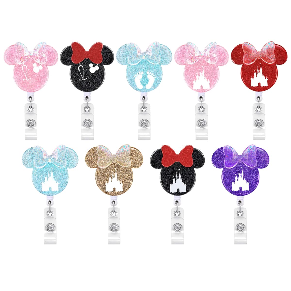 2023 New Design 1 Piece Acylic Retractable Nurse Badge Reel Cute Anime Christmas Name Tag ID Card Holder Keys Lanyard Xmas Gift