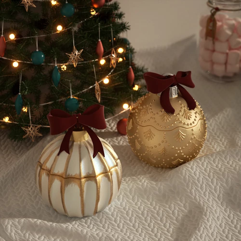 Christmas Twinkle Bauble Candle Jar Silicone Molds for Concrete Jesmonite Cement Reusable Candle Refill Mould DIY Xmas Gifts