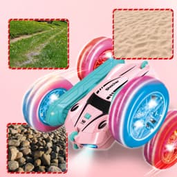 Remote control stunt car Light four-wheel drive double-sided swing arm rolling car Christmas children's toy remote control car