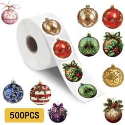500PCS Christmas Ball Roll Sticker Personalize Landscaping Phone Skateboard Motorcycle Coffee Skateboard Art Retro Dormitory