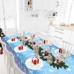 Winter Snowflake Tablecloth Frozen Themed Table Cover for Christmas Holiday Winter Wonderland Birthday Party Decoration