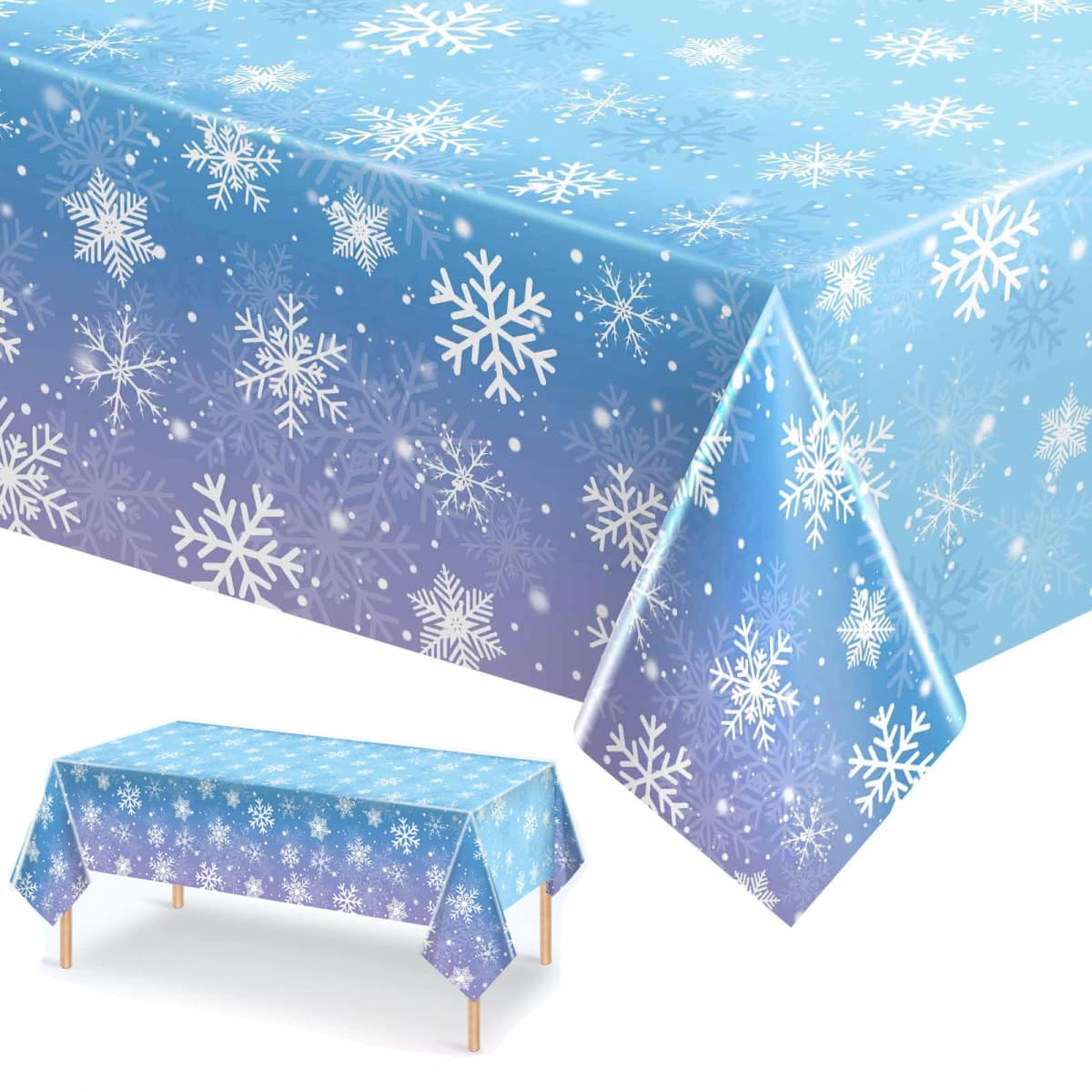 Winter Snowflake Tablecloth Frozen Themed Table Cover for Christmas Holiday Winter Wonderland Birthday Party Decoration