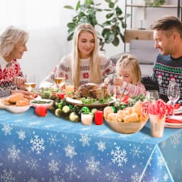 Winter Snowflake Tablecloth Frozen Themed Table Cover for Christmas Holiday Winter Wonderland Birthday Party Decoration
