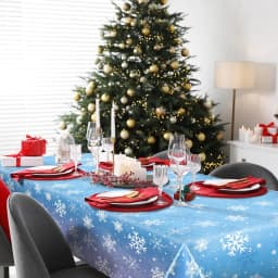 Winter Snowflake Tablecloth Frozen Themed Table Cover for Christmas Holiday Winter Wonderland Birthday Party Decoration