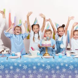 Winter Snowflake Tablecloth Frozen Themed Table Cover for Christmas Holiday Winter Wonderland Birthday Party Decoration