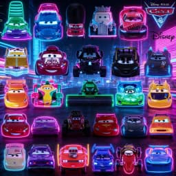 HOT Pixar Cars Neon Cyberpunk Collection Full Set Lightning McQueen 1:1 Replica Die-Cast Car Toys For Christmas Birthday Gifts