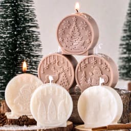 Christmas Ornaments Silicone Candle Mold DIY Handmade Relief Christmas Ball Plaster Resin Craft Casting Molds Home Xmas Decor
