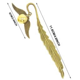 Magic Academy Metal Bookmark with Ornament Golden Snitch Hogwarts Reading Gift Christmas Stocking Book Lover Gift (Silver/Gold)