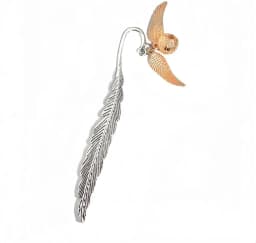 Magic Academy Metal Bookmark with Ornament Golden Snitch Hogwarts Reading Gift Christmas Stocking Book Lover Gift (Silver/Gold)