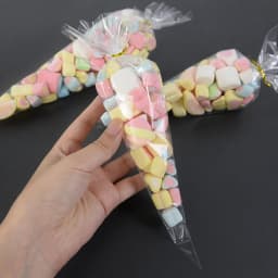 50PCS Transparent Plastic Candy Bags Triangle Snack Bag Popcorn Cookie Packaging Bag Wedding Birthday Baby Shower Christmas
