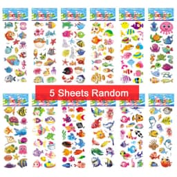 5 Sheets Kids Stickers Puffy Stickers for Children Birthday Christmas New Year Gift for Girl Boy Scrapbooking Cartoon Stickers