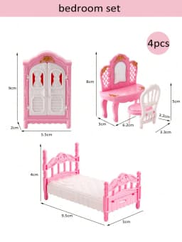 Children's Mini Doll House Accessories Pretend Play Toys Family Scene Bedroom Kitchen Birthday Christmas Children's Gift