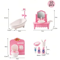 Children's Mini Doll House Accessories Pretend Play Toys Family Scene Bedroom Kitchen Birthday Christmas Children's Gift