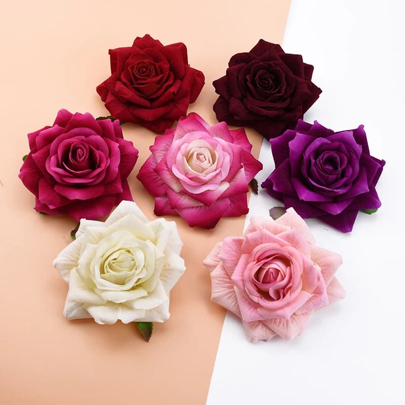 5/50/100pcs Wedding Decorative Plant Wall Flannel Roses Christmas Decorations for Home Scrapbooking Artificial Flowers Wholesale