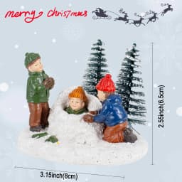 Christmas Village Set Accessories, Kids Playing Figurine, Collectible Building Scene Decoration, Home Fireplace, Holiday Decor