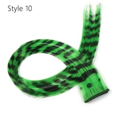 Christmas Stripe Printed Clip in Hair Extensions Synthetic Straight Hair Highlights Colorful 18 Inches Wig Hairpieces Girls