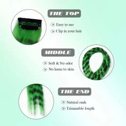 Christmas Stripe Printed Clip in Hair Extensions Synthetic Straight Hair Highlights Colorful 18 Inches Wig Hairpieces Girls