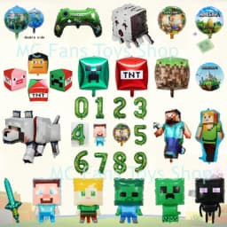 Minecrafte Birthday Party Decoration Aluminum Film Latex Balloon Home Party Decoration Supplies Halloween Christmas Decoration