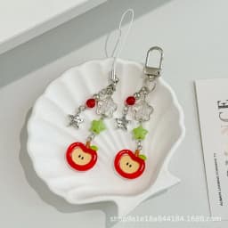Christmas Phone Strap Red Apple Keychain Cute Gift for Women Girls Phone Accessories Bag Charm