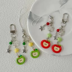 Christmas Phone Strap Red Apple Keychain Cute Gift for Women Girls Phone Accessories Bag Charm