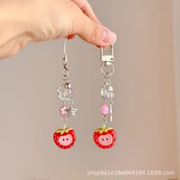Christmas Phone Strap Red Apple Keychain Cute Gift for Women Girls Phone Accessories Bag Charm