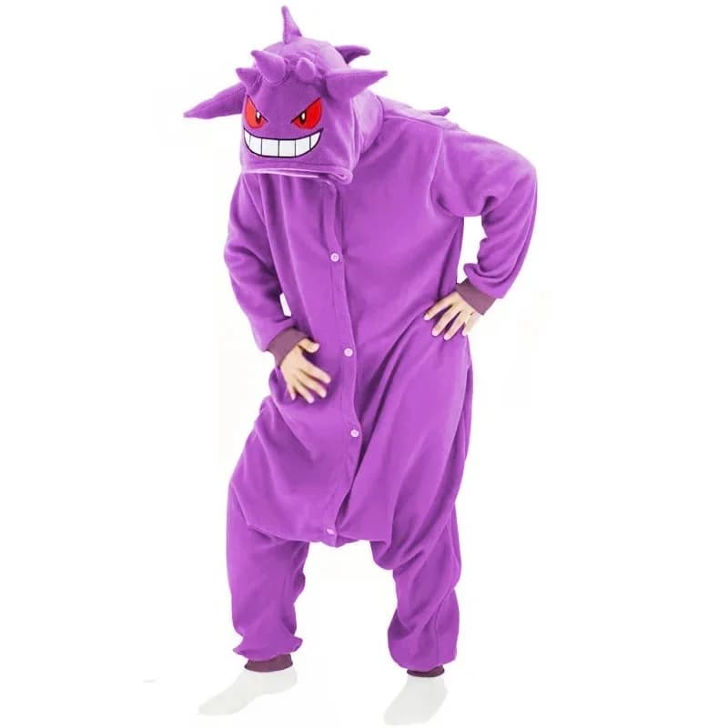 Gengar Purple Demon Anime Cosplay Costumes Animal Kigurumi Hooded Cartoon Onesies Pajamas For Christmas Halloween Party