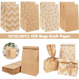 10/20/30Pcs Kraft Paper Gift Bags Candy Cookie Packaging Bags Wedding Birthday Party Decoration Supplies Baby Shower Christmas