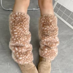 Japanese Furry Bunker Hats Christmas Socks Warm Ear Protection Xmas Deer Hat Plush Reindeer Furry Thicken Leg Warmers