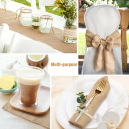 Natural Jute Burlap Table Runner Farmhouse Jute Fabric Chair Sashes Placemat Thanksgiving Rustic for Dining Christmas Home Decor