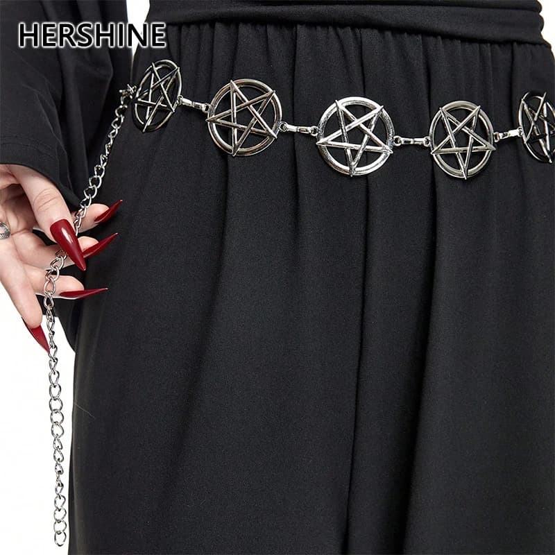 HERSHINE Women's Fashion Five-Pointed Star Waist Chain, Y2K Gothic Punk Style Elegant Party Accessory,spring,summer,Christmas