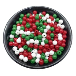 4/6/8/10mm Red Green White Christmas Color Acrylic Round Beads For Jewelry Making DIY Necklace Bracelet Earrings Charms Supplies