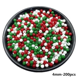 4/6/8/10mm Red Green White Christmas Color Acrylic Round Beads For Jewelry Making DIY Necklace Bracelet Earrings Charms Supplies