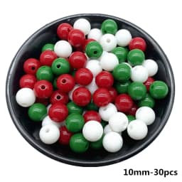 4/6/8/10mm Red Green White Christmas Color Acrylic Round Beads For Jewelry Making DIY Necklace Bracelet Earrings Charms Supplies