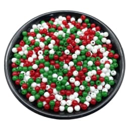 4/6/8/10mm Red Green White Christmas Color Acrylic Round Beads For Jewelry Making DIY Necklace Bracelet Earrings Charms Supplies