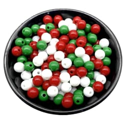 4/6/8/10mm Red Green White Christmas Color Acrylic Round Beads For Jewelry Making DIY Necklace Bracelet Earrings Charms Supplies