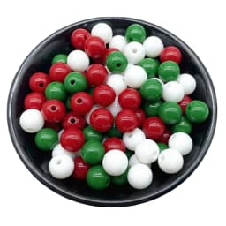 4/6/8/10mm Red Green White Christmas Color Acrylic Round Beads For Jewelry Making DIY Necklace Bracelet Earrings Charms Supplies