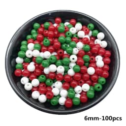 4/6/8/10mm Red Green White Christmas Color Acrylic Round Beads For Jewelry Making DIY Necklace Bracelet Earrings Charms Supplies