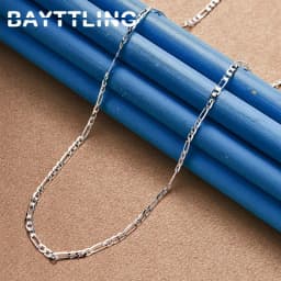 925 Sterling Silver 4MM 16-30 Inches Man Figaro Chain Bracelet Necklace For Woman Fashion Couple Christmas Gift Jewelry Set 2pcs